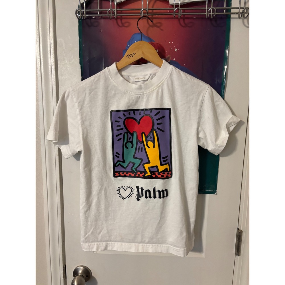 Palm Angels Kids White Keith Haring Heart Graphic T-Shirt 12 PGAA002S24JER005